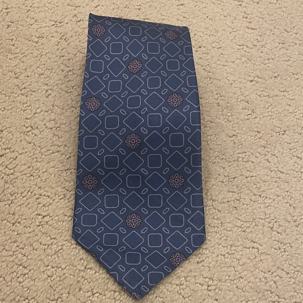 Oscar de la Renta Navy and Violet Patterned Tie 👵MT